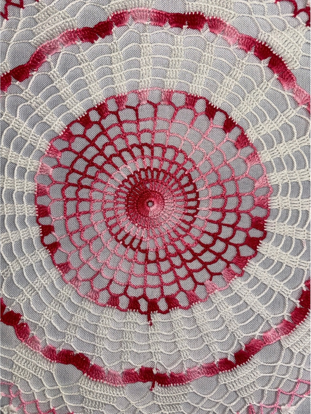 Set of 2 Vintage Crocheted Doilies, 12" Pink Variegated Round Cottagecore Lace - Picture 3 of 8